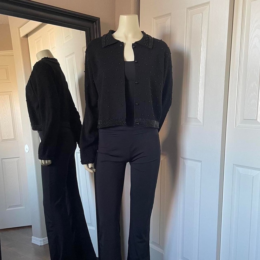 Vintage Beaded Button Up Cropped Jacket